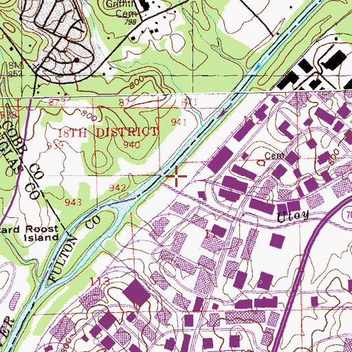 Topographic Map of Utoy Creek, GA