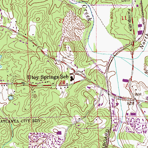 Topographic Map of Utoy Springs School, GA