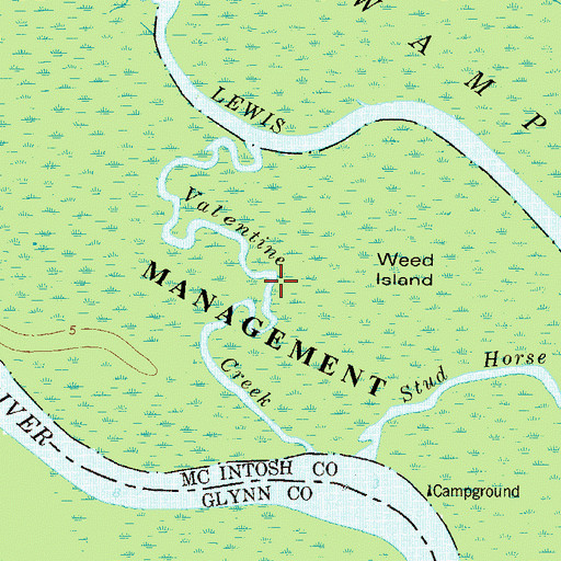 Topographic Map of Valentine Creek, GA