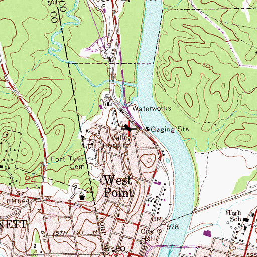 Topographic Map of Valley Hospital, GA