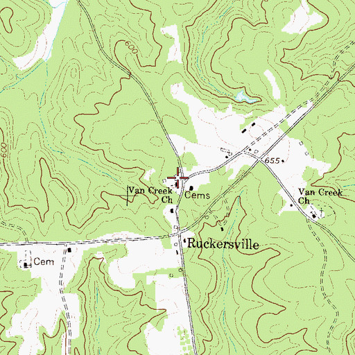 Topographic Map of Van Creek Church, GA