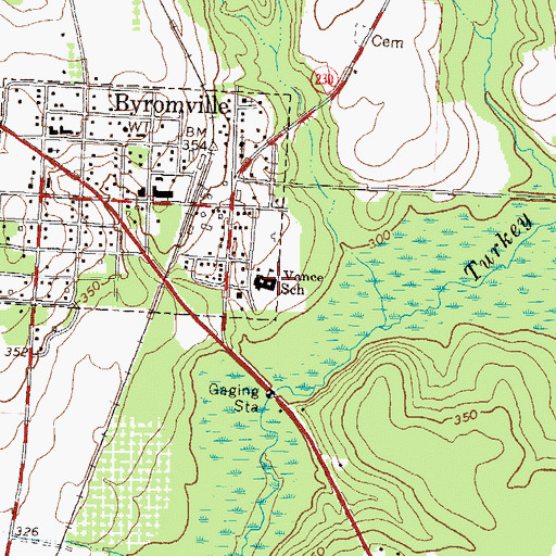 Topographic Map of Vance School, GA