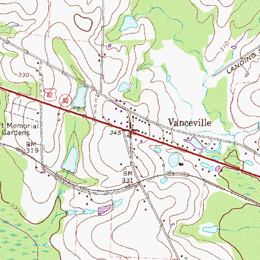 Topographic Map of Vanceville, GA