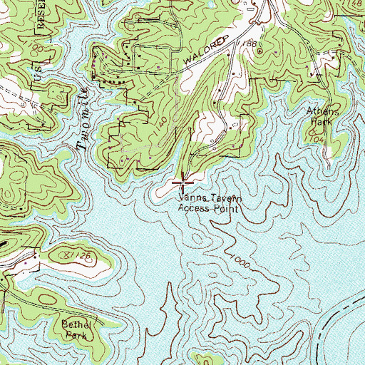 Topographic Map of Vanns Tavern Access Point, GA