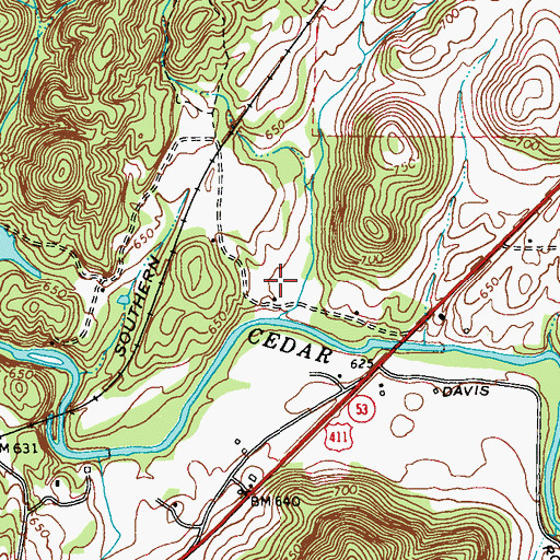Topographic Map of Vans Valley, GA