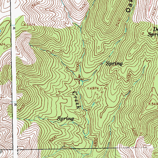 Topographic Map of Oak Springs Canyon, AZ