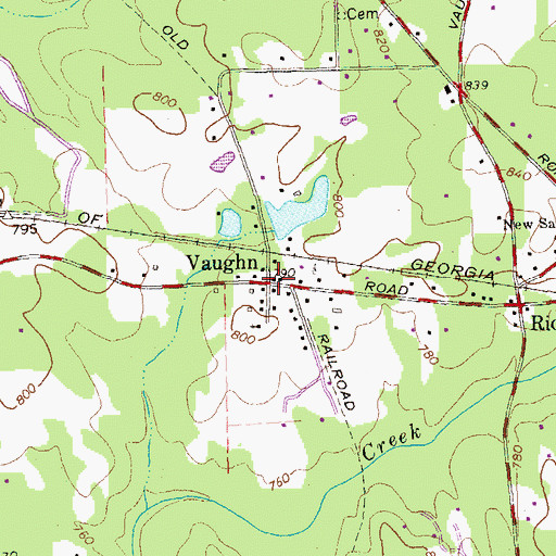 Topographic Map of Vaughn, GA