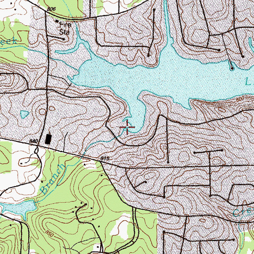 Topographic Map of Vaughn Branch, GA
