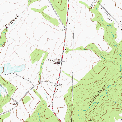 Topographic Map of Vaughn Cemetery, GA