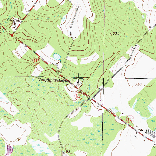 Topographic Map of Vaughn Tabernacle, GA