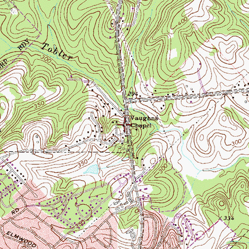 Topographic Map of Vaughns Church, GA