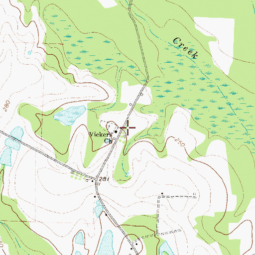 Topographic Map of Vickers Church, GA