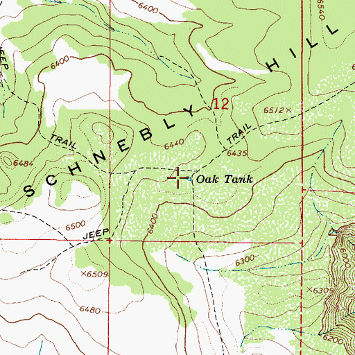 Topographic Map of Oak Tank, AZ