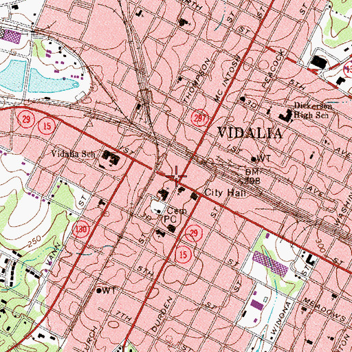 Topographic Map of Vidalia, GA