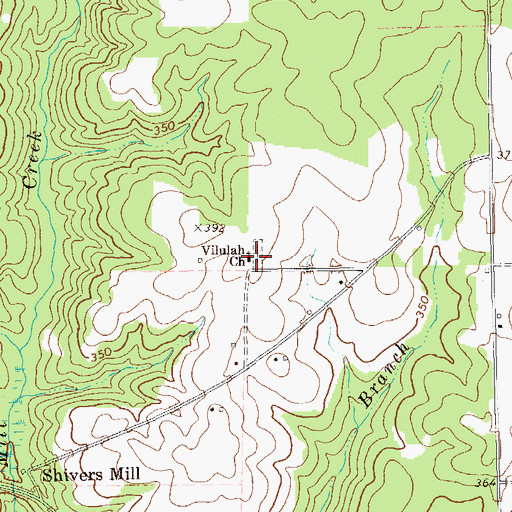 Topographic Map of Vilulah Church, GA
