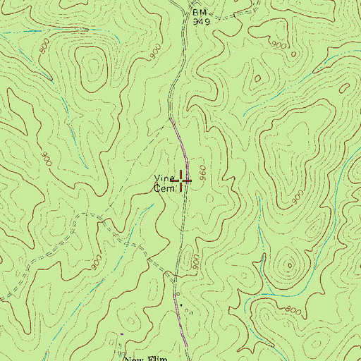 Topographic Map of Vine Cemetery, GA