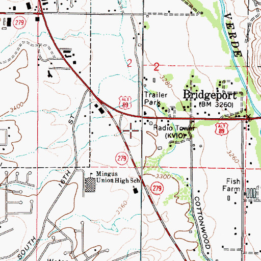 Topographic Map of Oak Wash, AZ