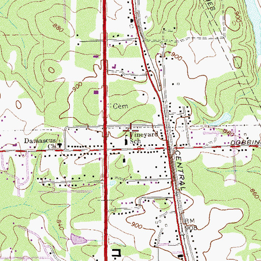 Topographic Map of Vineyard School, GA