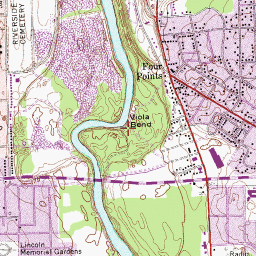 Topographic Map of Viola Bend, GA
