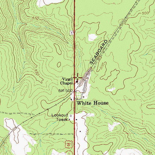 Topographic Map of Virgil Chapel, GA