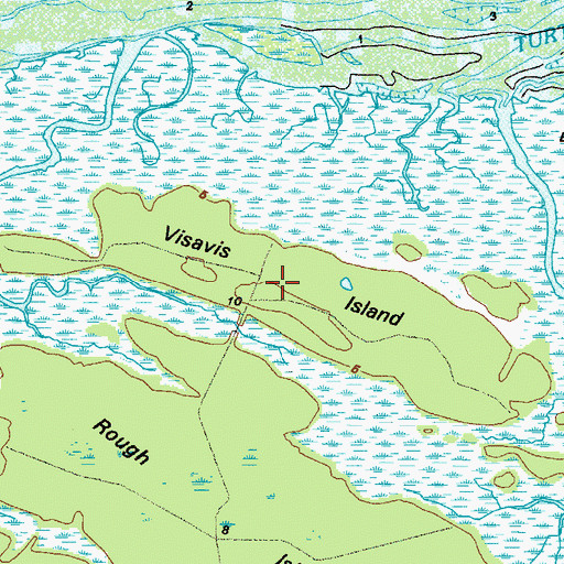 Topographic Map of Visavis Island, GA