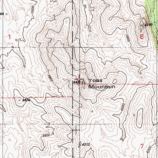 Topographic Map of Yoas Mountain, AZ