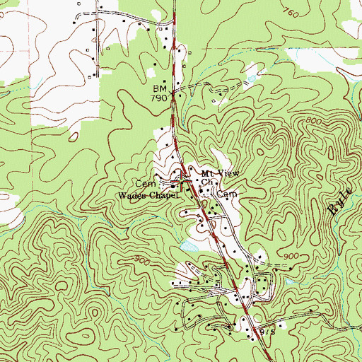 Topographic Map of Wades Chapel, GA