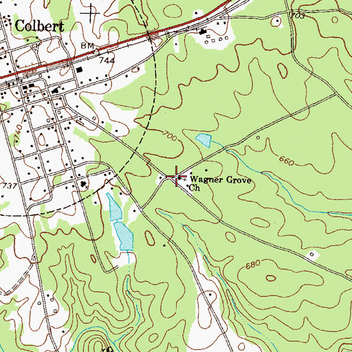 Topographic Map of Wagner Grove Church, GA