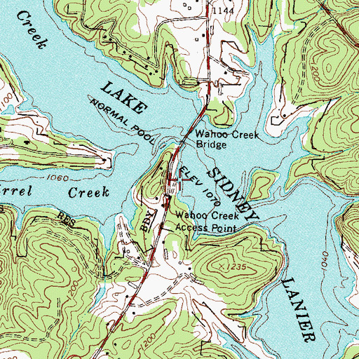 Topographic Map of Wahoo Creek Access Point, GA