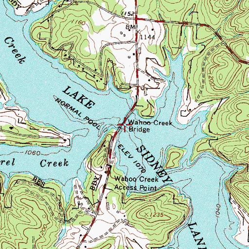Topographic Map of Wahoo Creek Bridge, GA