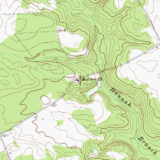 Topographic Map of Waldon Church, GA