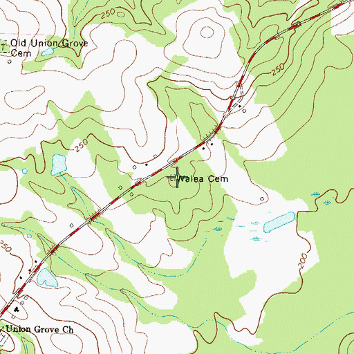 Topographic Map of Walea Cemetery, GA