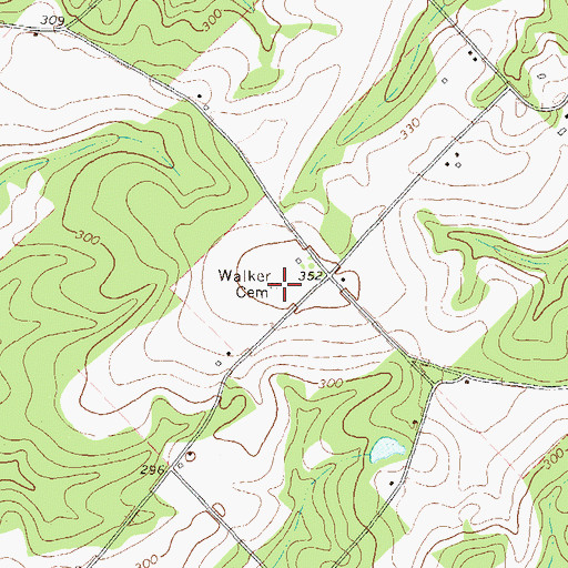 Topographic Map of Walker Cemetery, GA