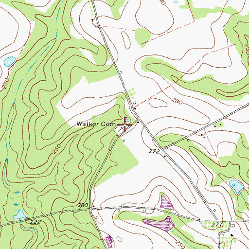 Topographic Map of Walker Cemetery, GA