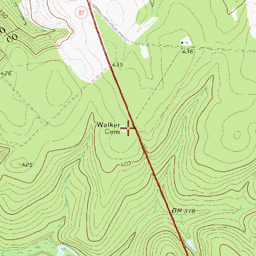 Topographic Map of Walker Cemetery, GA