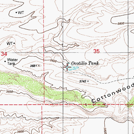 Topographic Map of Ocotillo Tank, AZ
