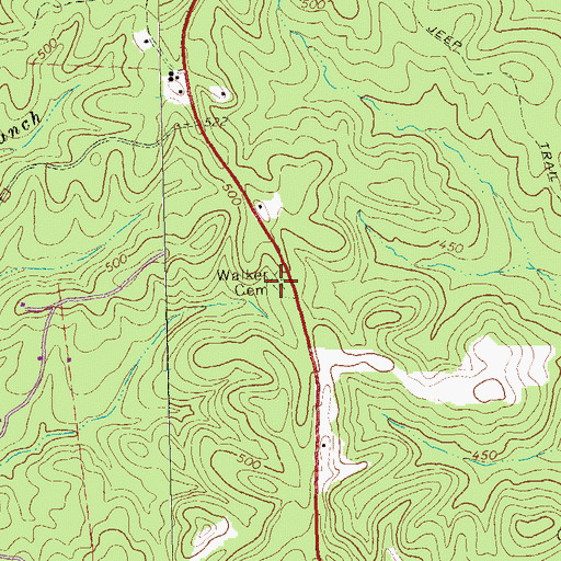 Topographic Map of Walker Cemetery, GA