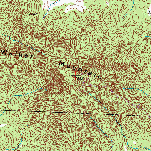 Topographic Map of Wauka Mountain, GA