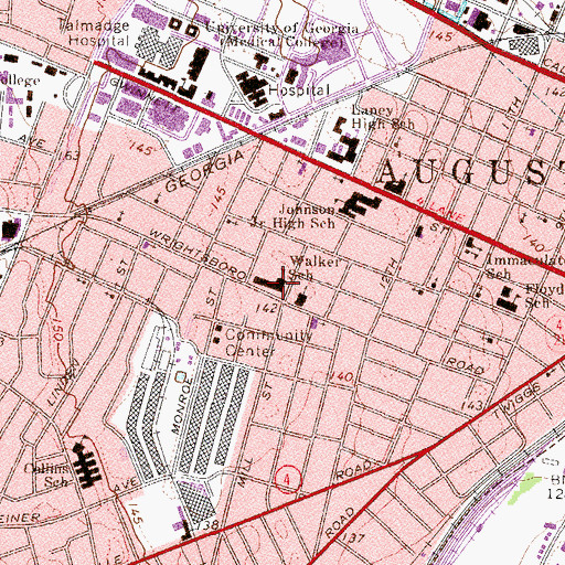 Topographic Map of Walker School, GA