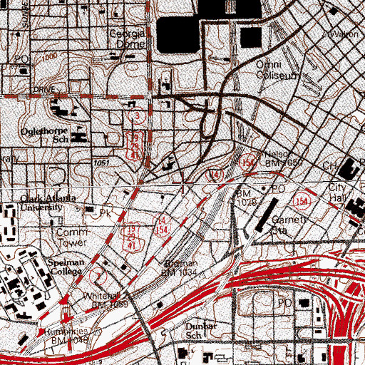 Topographic Map of Walker Street School, GA