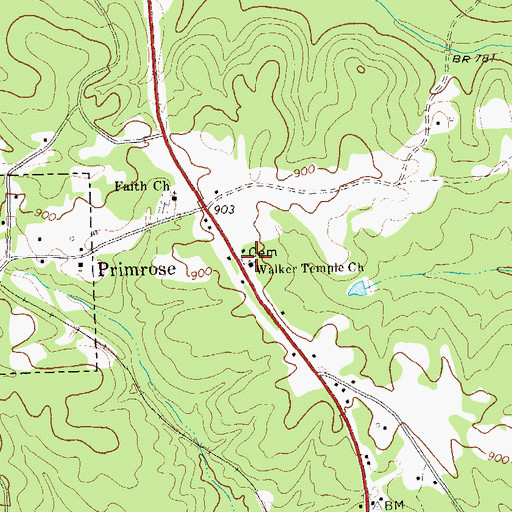 Topographic Map of Walker Temple Church, GA