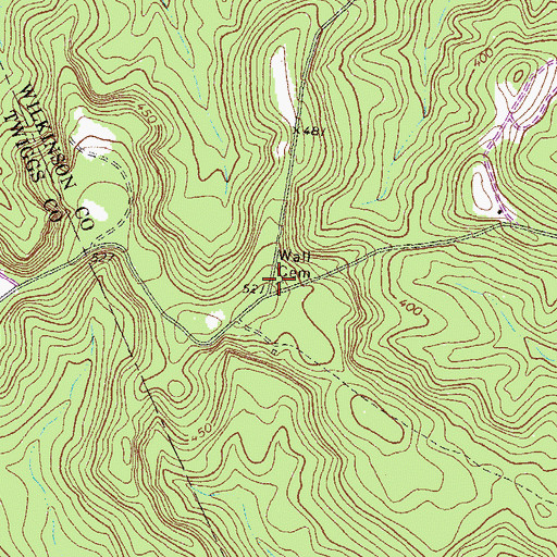 Topographic Map of Wall Cemetery, GA