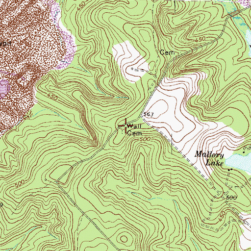 Topographic Map of Wall Cemetery, GA