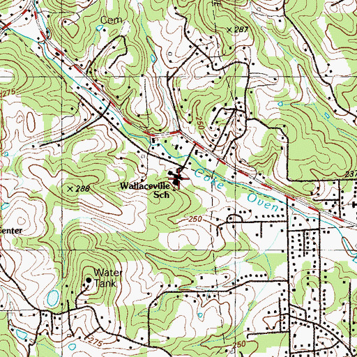 Topographic Map of Wallaceville School, GA