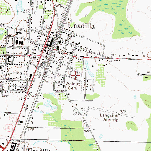 Topographic Map of Walnut Cemetery, GA