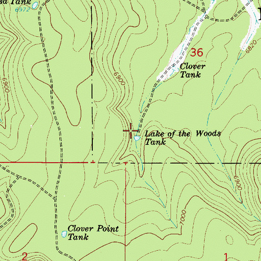 Topographic Map of Lake of the Woods Tank, AZ