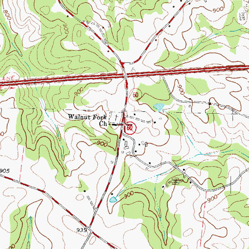 Topographic Map of Walnut Fork Church, GA