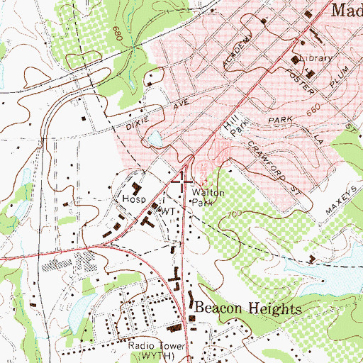 Topographic Map of Walton Park, GA