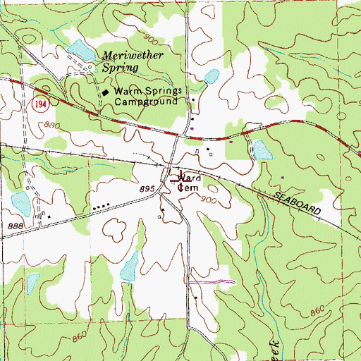 Topographic Map of Ward Cemetery, GA