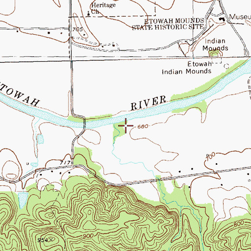 Topographic Map of Ward Creek, GA